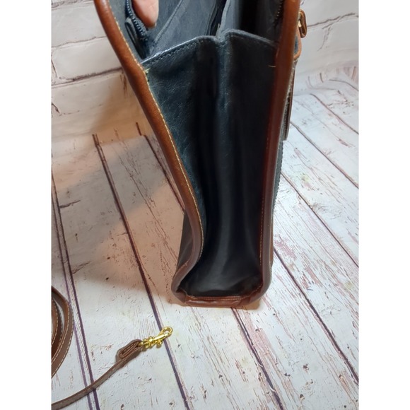 Kathie Lee 1990s Vintage Briefcase Tote Bag Handbag Brown Cognac Leather - Picture 9 of 9